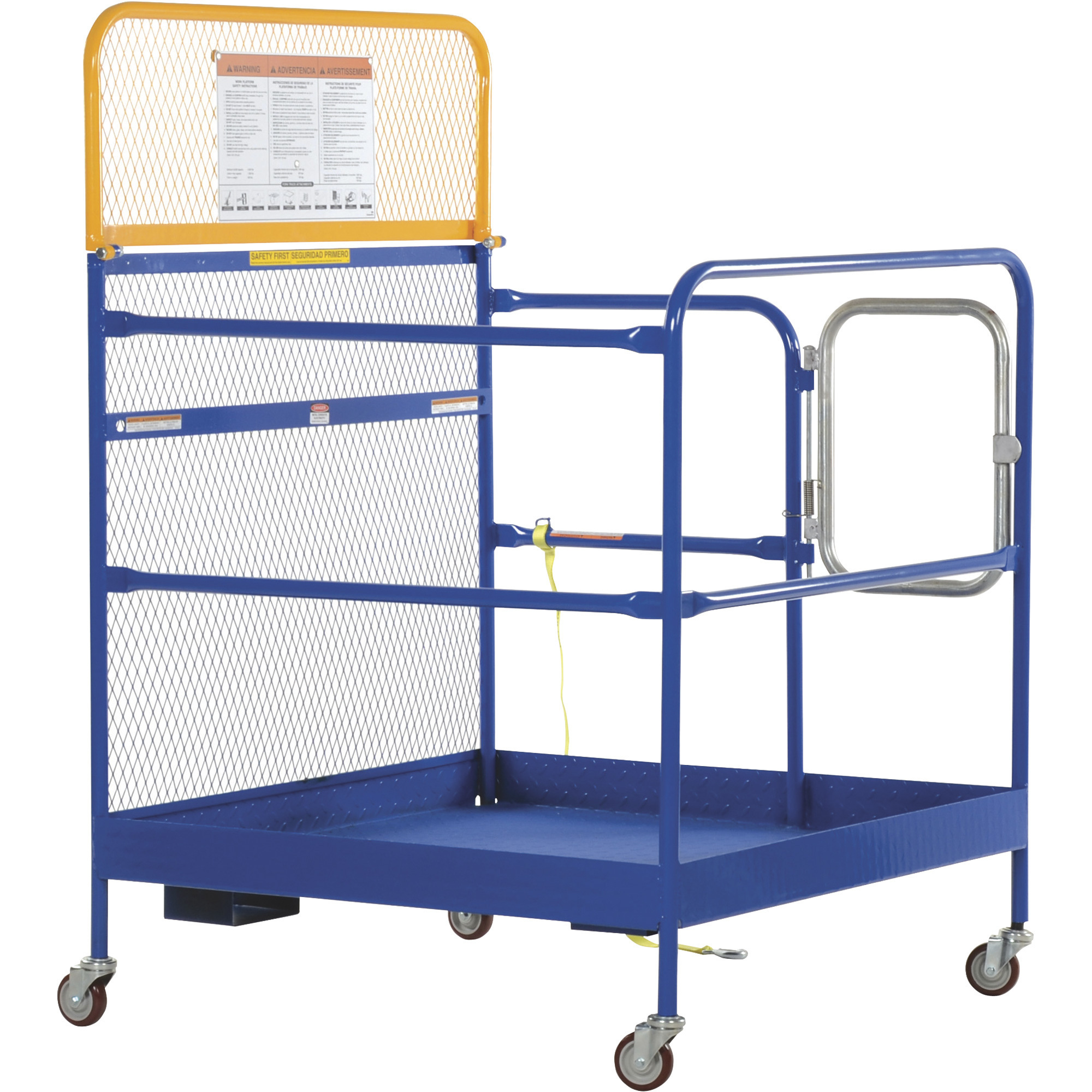 Vestil Forklift Platform - 48in. x 48in., OSHA Compliant, Poly Swivel Casters, Model# WP-4848-CA